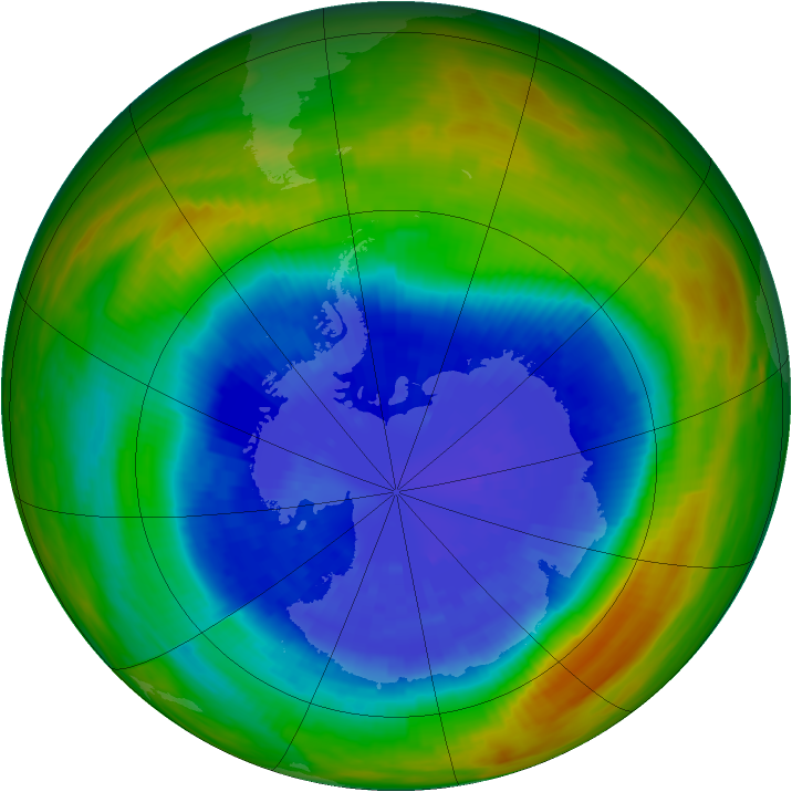Antarctic ozone map for 17 September 1989